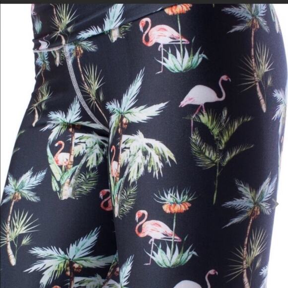 Emily Hsu Flamingo Leggings Tropical Print High Rise Active Size Small - Picture 6 of 9